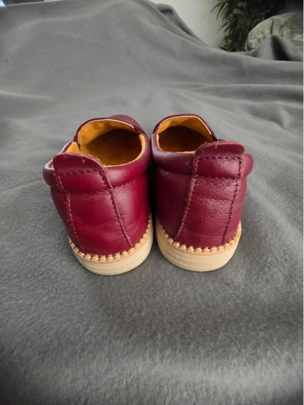 Monzal Leather Slip-On Shoes Burgundy 7 USA